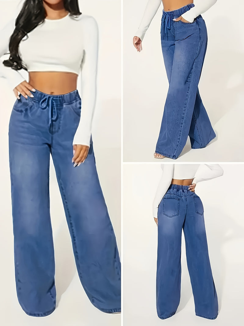 A Pair of Women's Stylish Loose-Fit Straight-Leg Jeans.