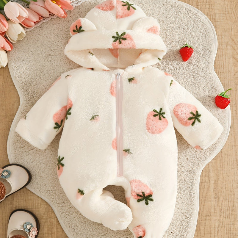 Infant Autumn And Winter Onesie for Boys And Girls, Hooded Outdoor Outfit.