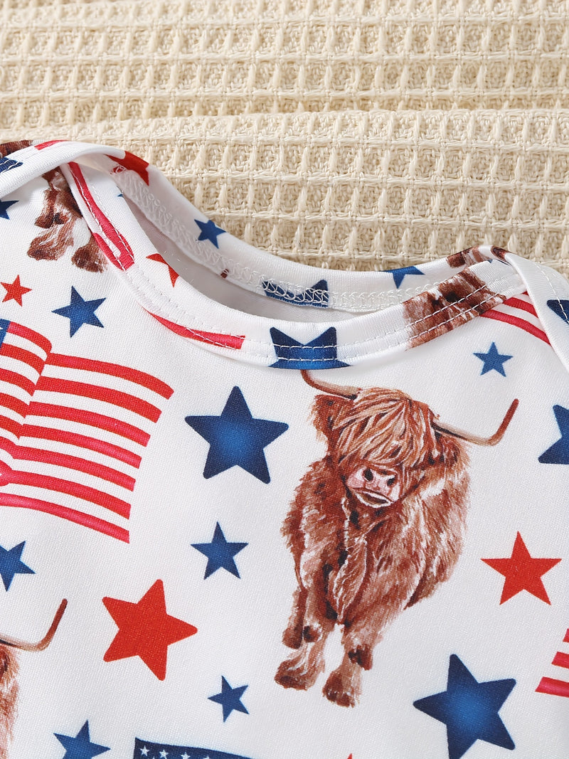 Baby 3pcs Printed Short Sleeve Triangle Bodysuit Cute Crawling Suit.