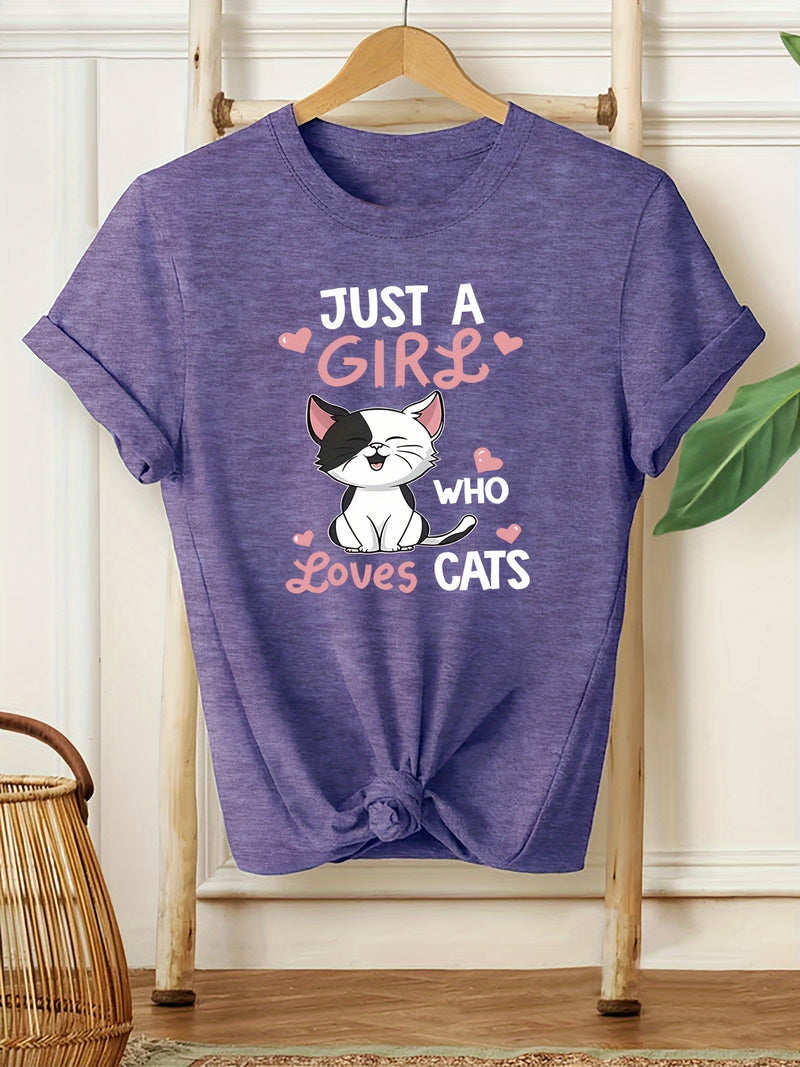 Women's Casual Cat Lover Graphic Tee.