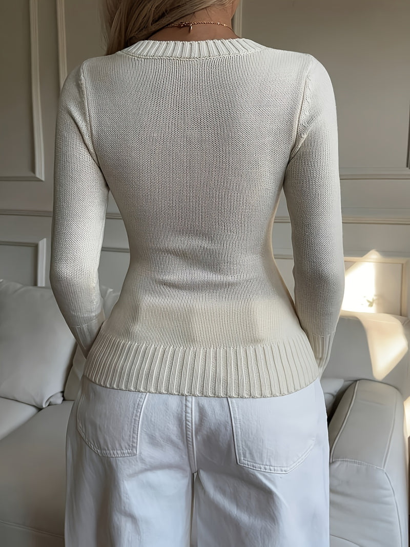 Elegant Ladies' V-neck Long Sleeve Slim Fit Cardigan.