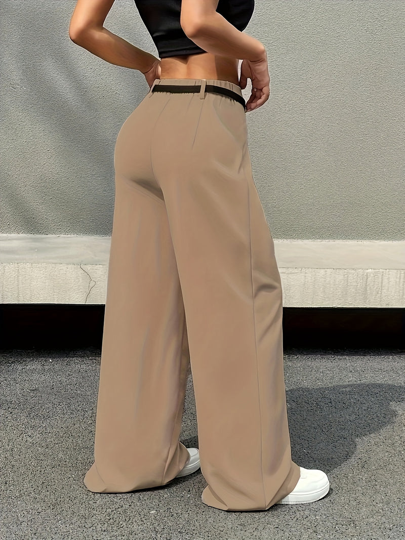 Women’s Elegant High-Waisted Wide-Leg Cinched Pants.