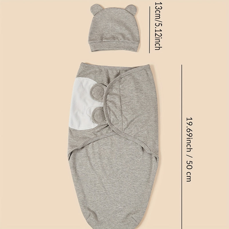 3pcs Newborn Swaddle Hat Set with Spring/summer Wrap.