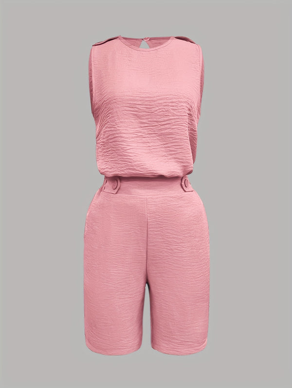 Women’s Stylish And Elegant Sleeveless Top Paired with Shorts.