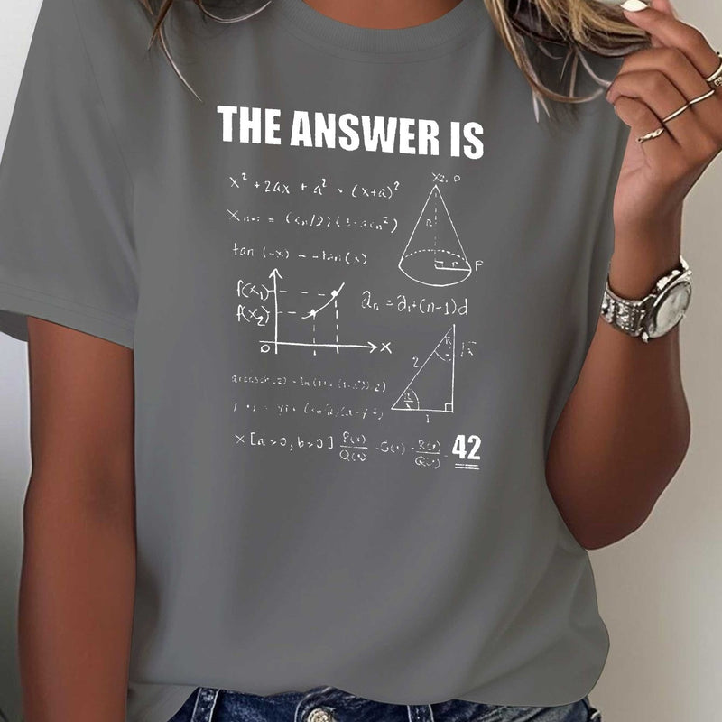 Women's Pure T-Shirt with Math-Themed Print.