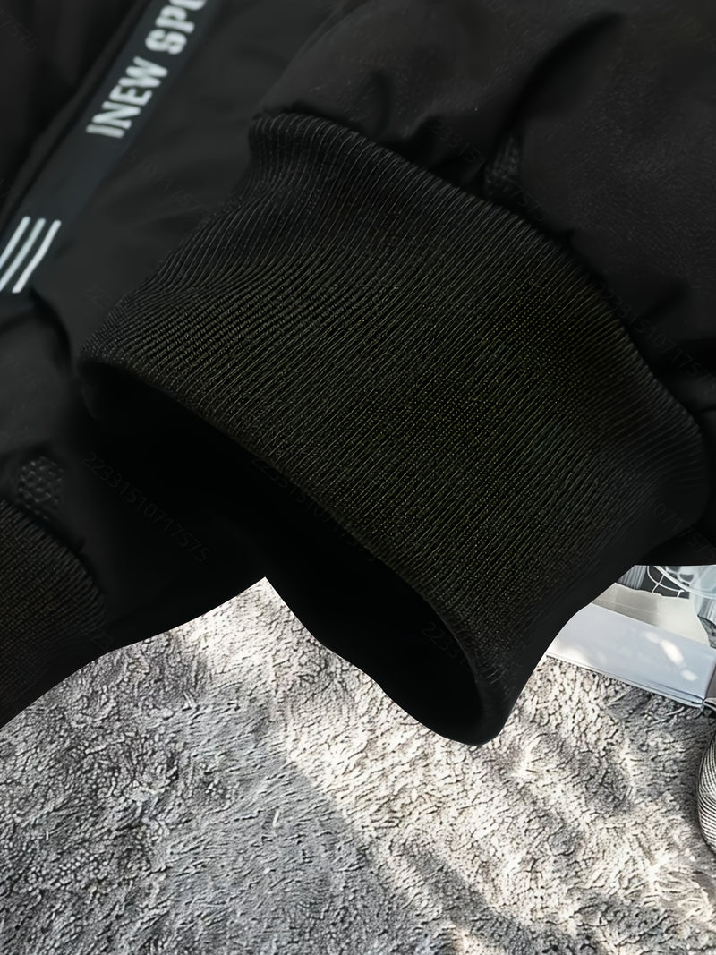 Black Autumn and Winter Velvet Casual Men's Jacket.