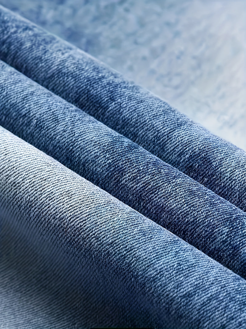 Men's Back Pocket Snowflake and Horse Hoof Stitching Heavy-duty Denim Jeans.