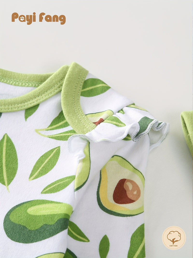 Baby Long-Sleeved Triangle Romper Pants Hat Socks Set.