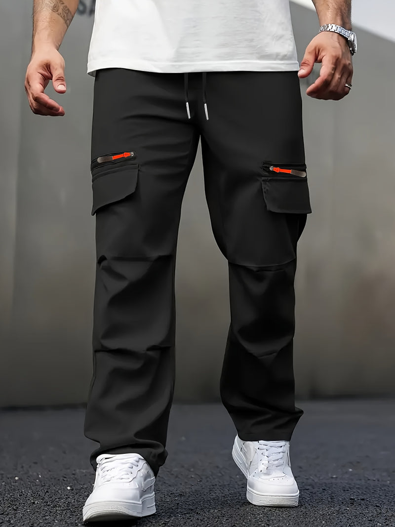 Men's Casual Cargo Pants with Multiple Pockets.