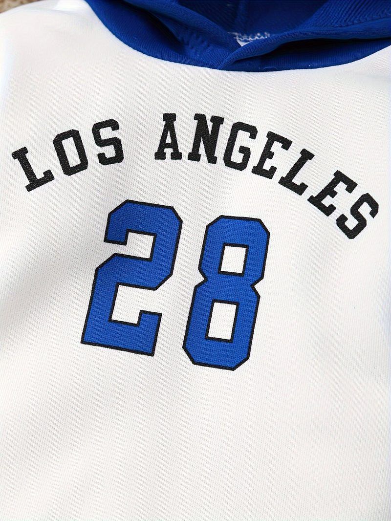 Boys' 'LOS ANGELES 28' Hooded Romper & Joggers Set.