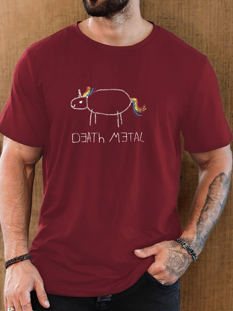 Men's Short-Sleeve T-Shirt with a Unicorn Pattern for Summer Casual Wear.