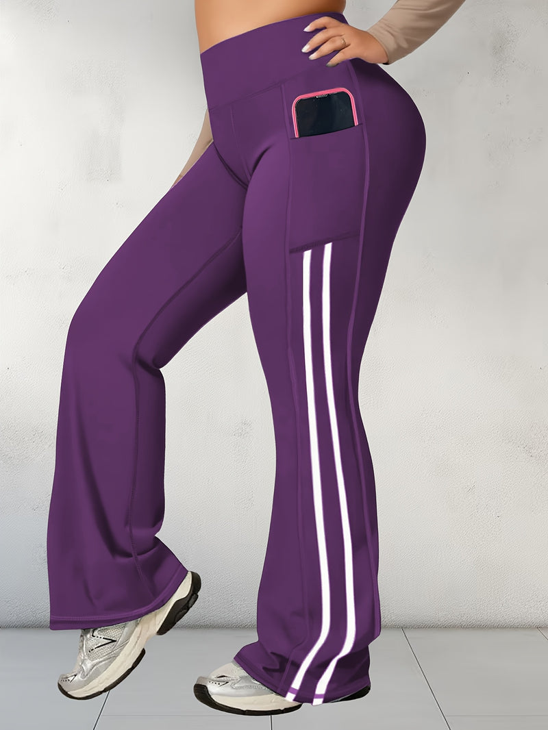 Plus-Size Women's Side Stripe Pocket Flared Pants.