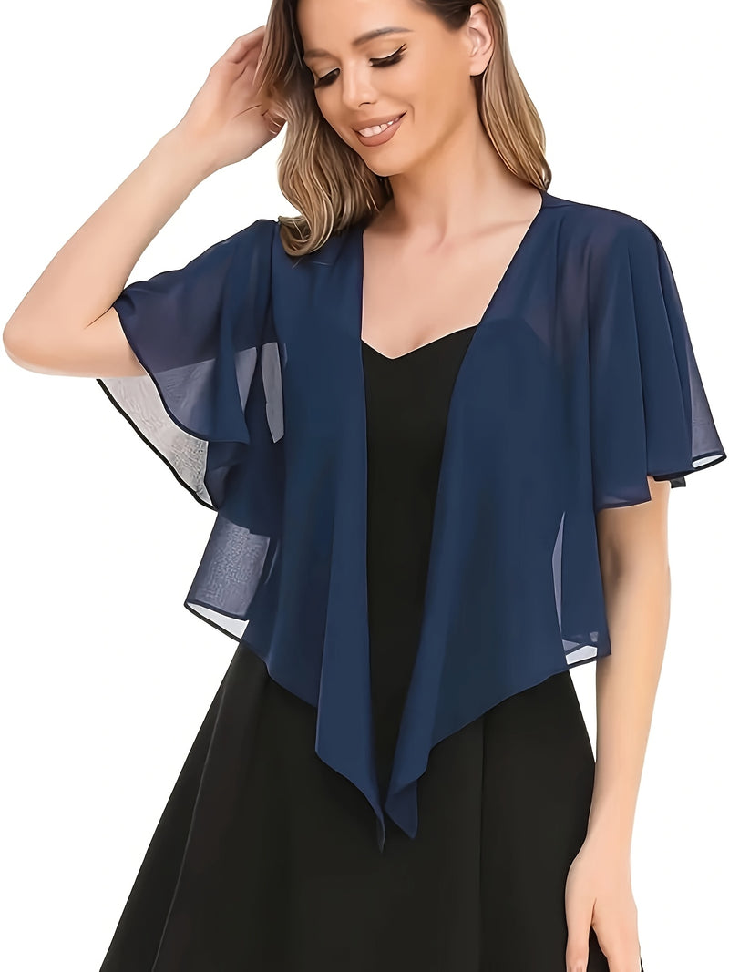 Women's Solid Color Short Sleeve Shirt Cardigan.