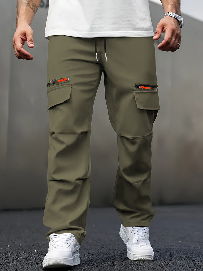 Men's Casual Cargo Pants with Multiple Pockets.