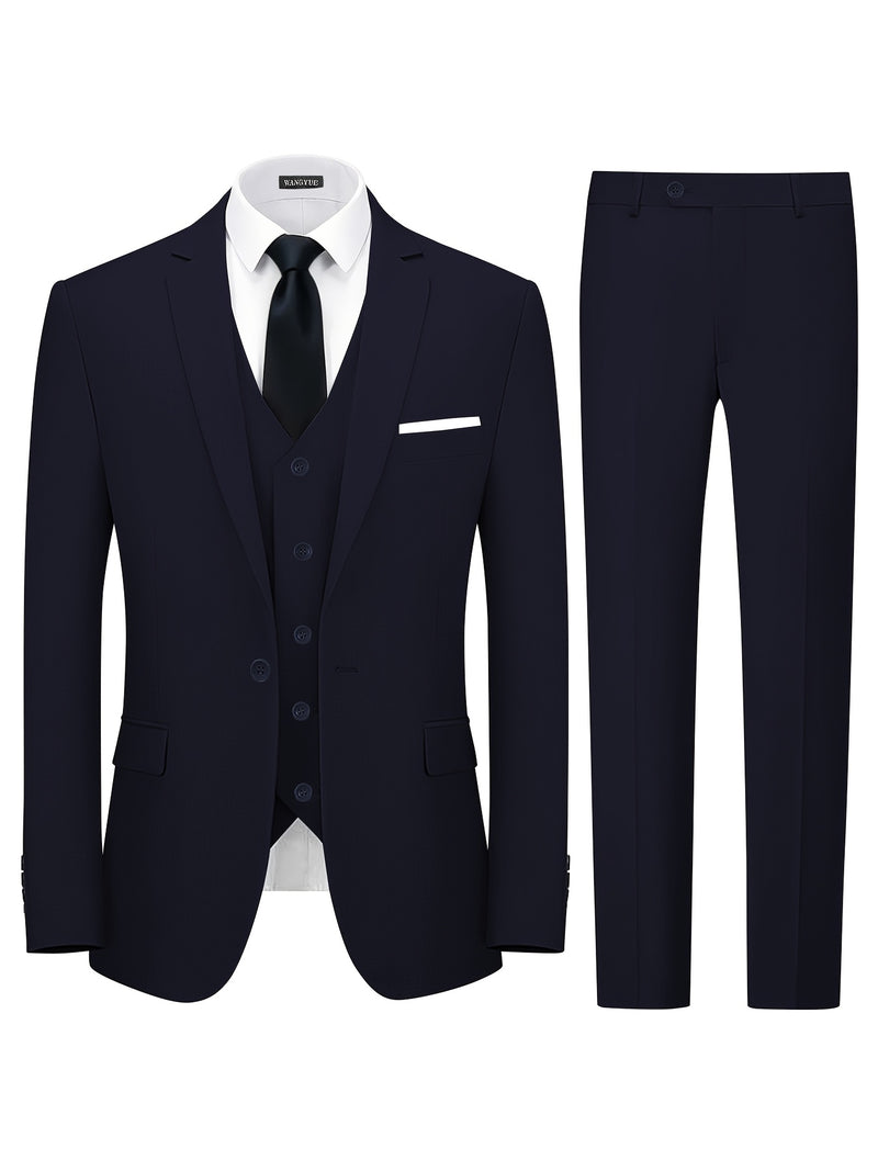 Men's 3pcs Regular Casual Business Suit Set Including Jacket.