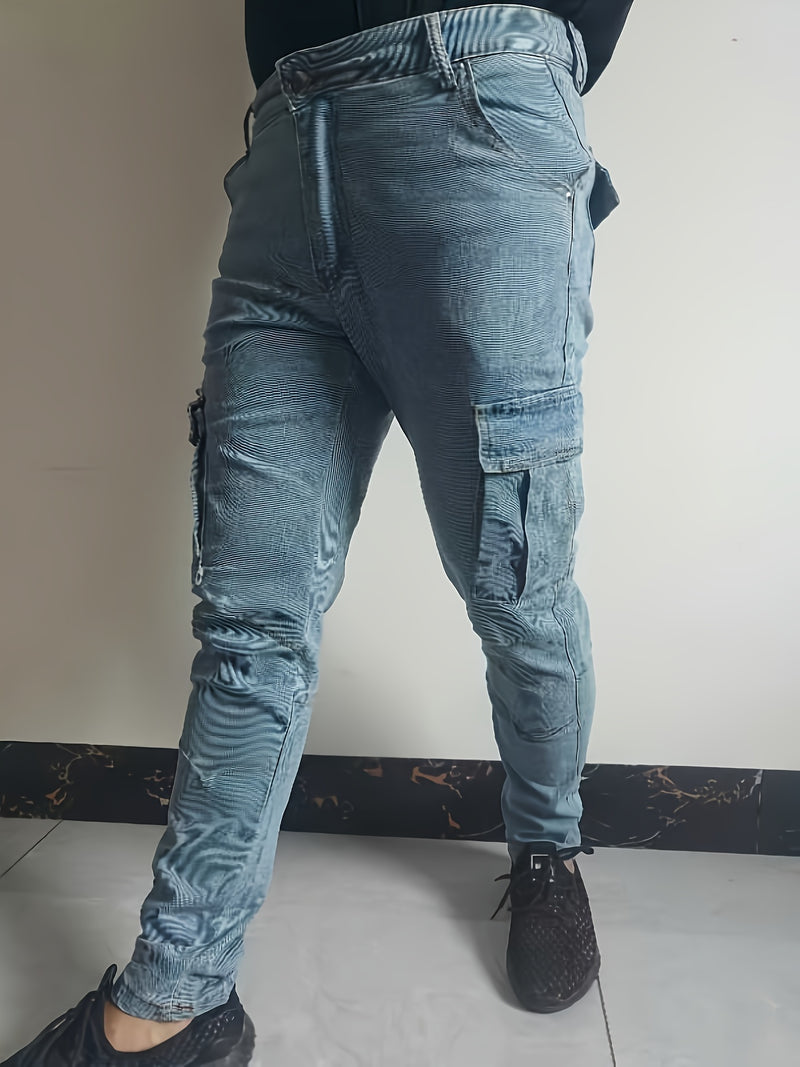 Men's Trendy Casual Long Pants with Multiple Pockets.