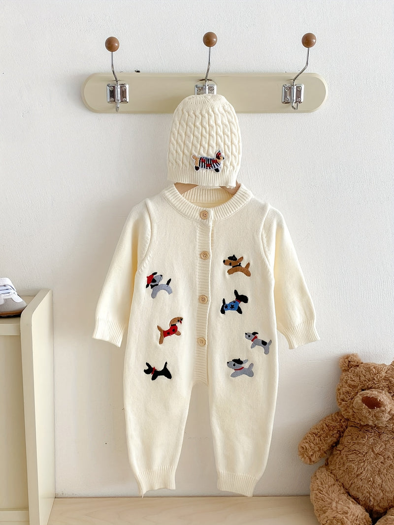 Autumn And Winter Baby Knitted Long-Sleeved Crawling Suit for Boys And Girls.