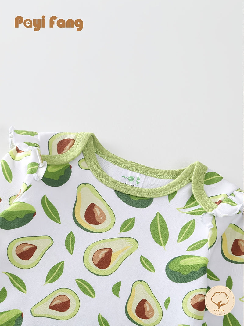 Baby Long-Sleeved Triangle Romper Pants Hat Socks Set.