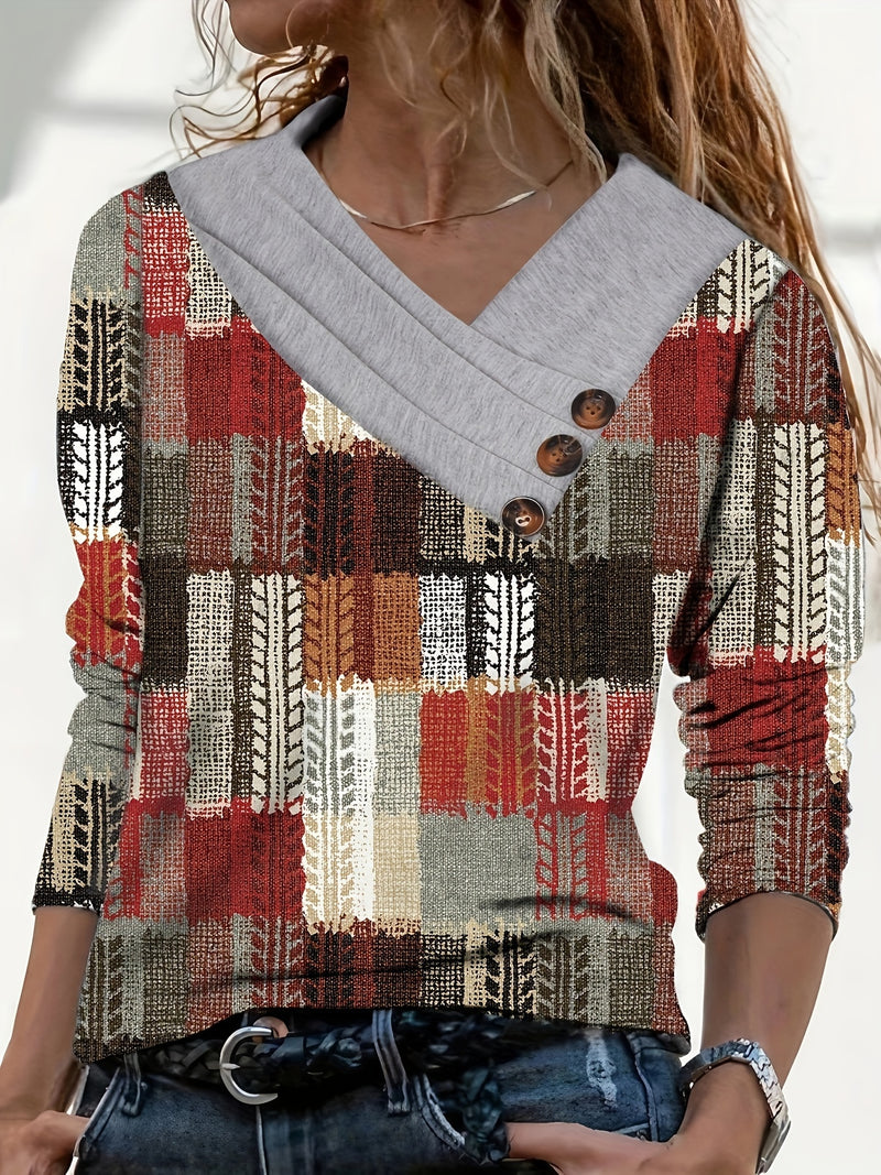 Women's Elegant Floral Print Long Sleeve.