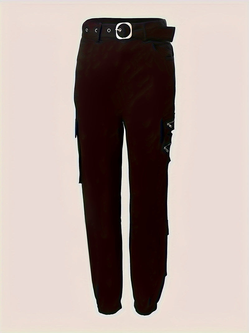 Women’s New High-Waisted Cargo Pants with Zippered Pockets Design.