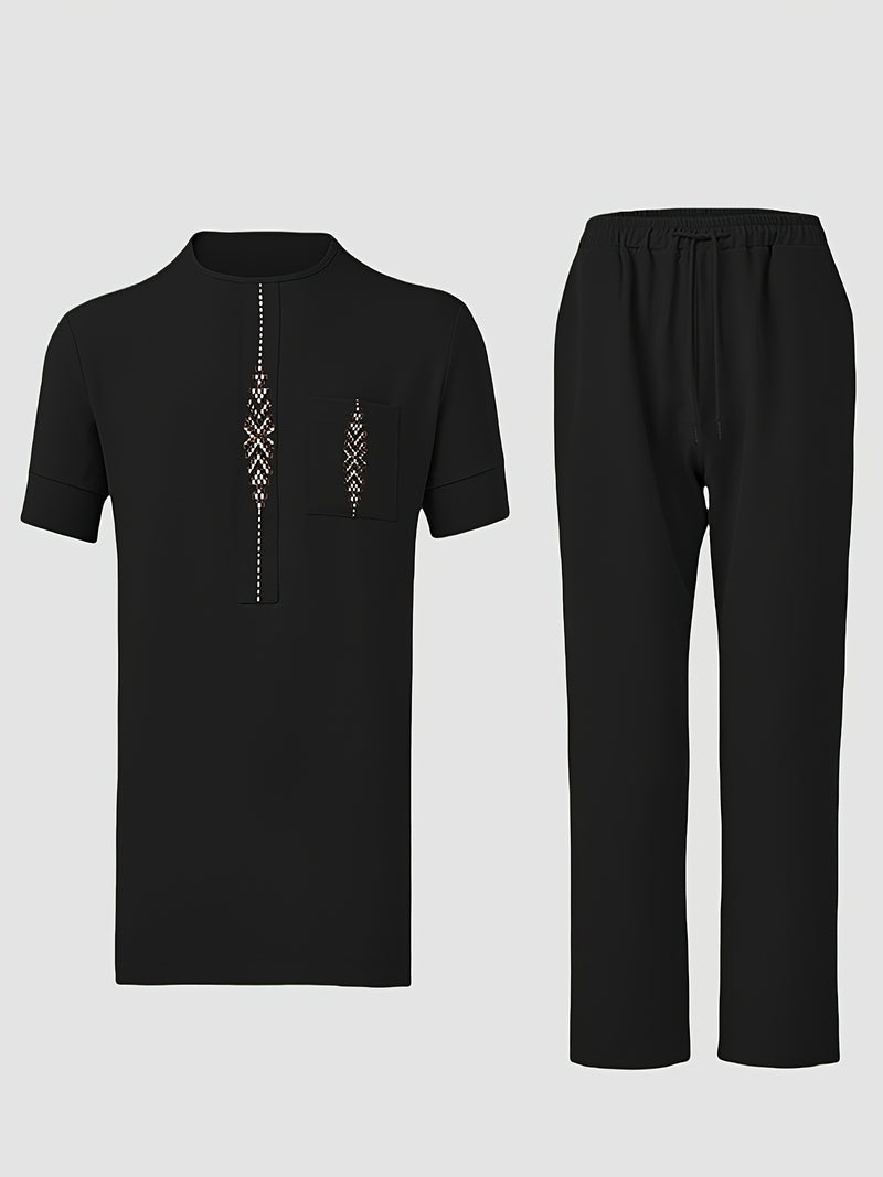 Men'S African Dashiki Short-Sleeve Set Featuring a Comfortable.