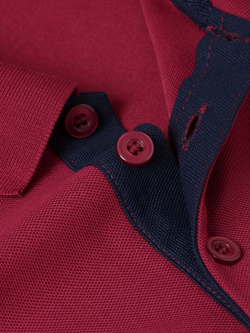 Men's Outdoor Golf and Equestrian Lapel Polo Shirt, Long Sleeve.