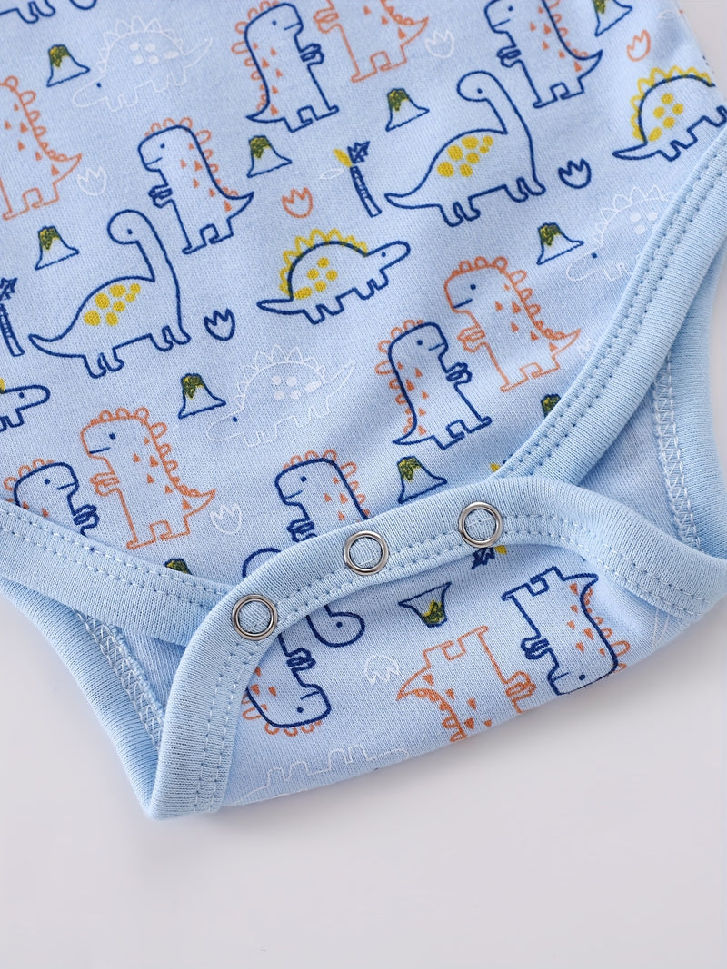 Summer Children's Triangle Romper Cute Dinosaur Pattern 0-3m Baby Onesie.