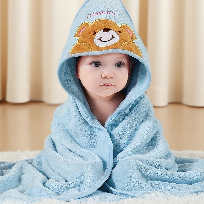 Cute Baby Bathrobe, Highly Absorbent, Quick-Drying, with a Hood.