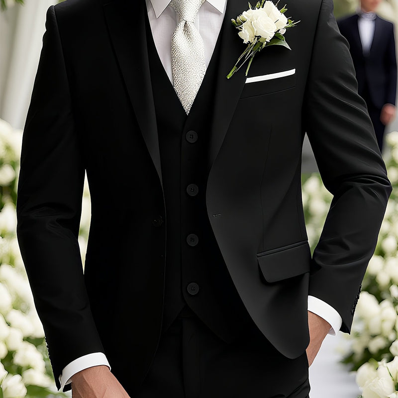 High-End Men's Formal Three-Piece Suit Set, Including a Blazer.