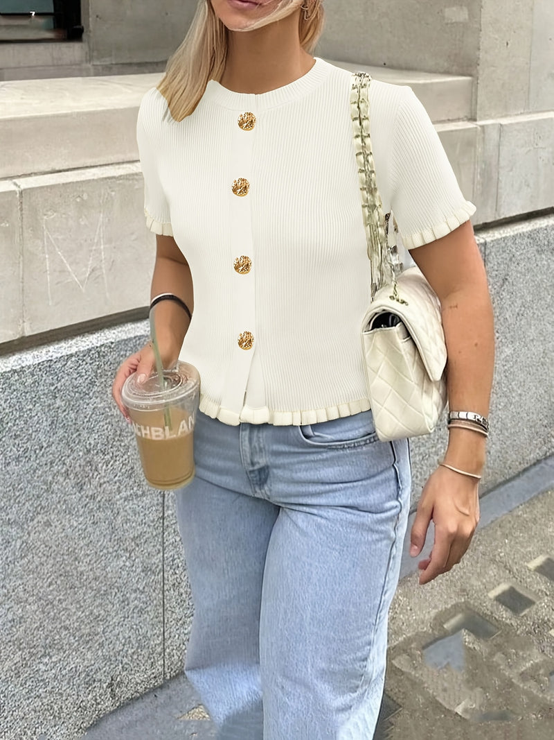 Women's Summer Button Ear Design Edge Design.