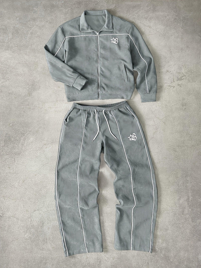 Men's Black Stand-Up Collar Metal Zipper Trendy Color.