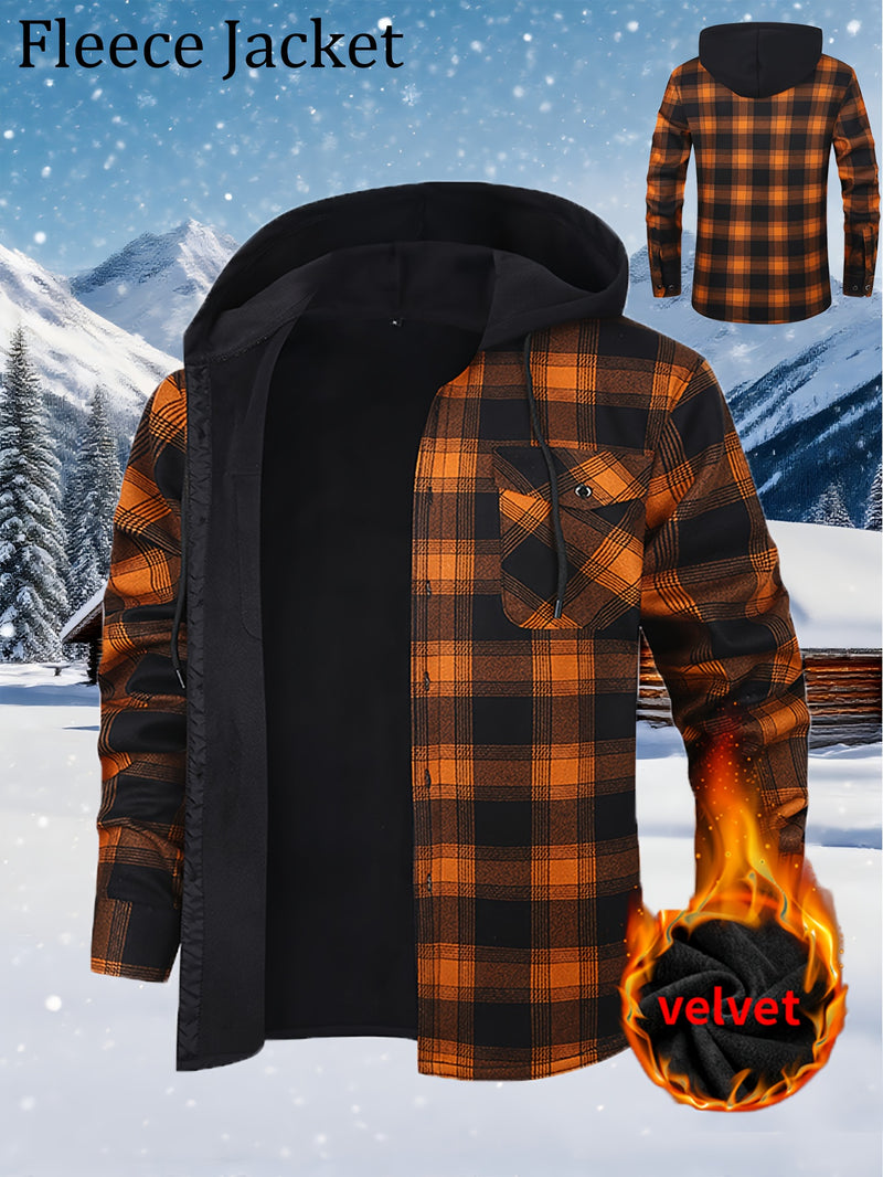 Men's Plush Flannel Shirt Jacket.