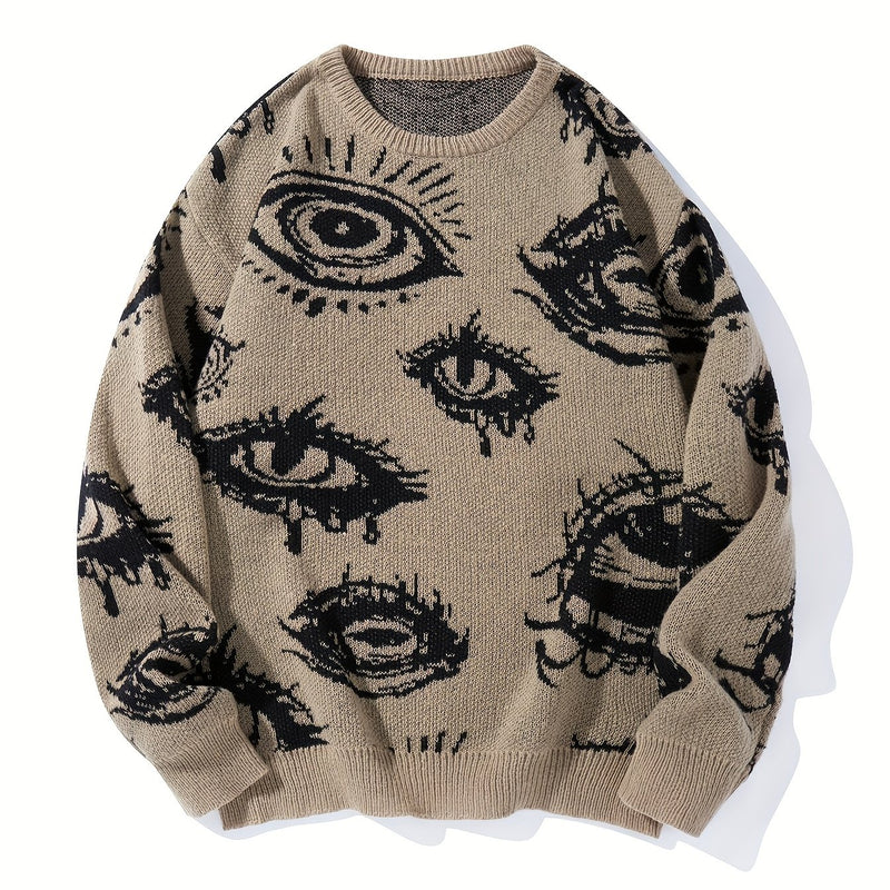 Men’s Round Neck Street Style Pullover with Contrasting Colors.