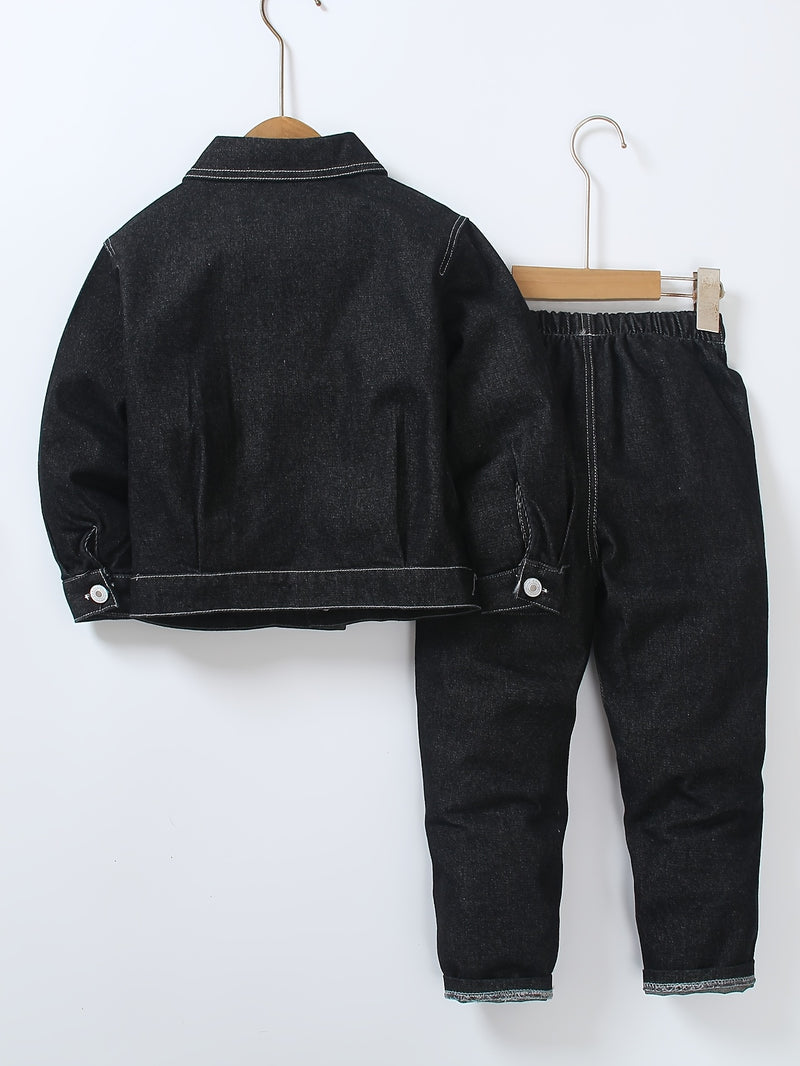 Boys Spring/Autumn Denim Long Sleeve with Elastic Waist and Ripped Jeans.