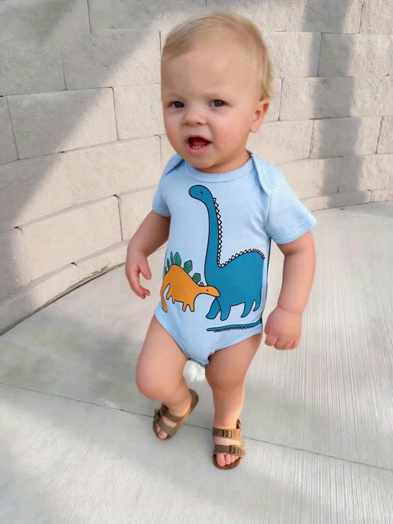 5pcs Baby Boy Bodysuit Set - Soft And Comfortable Short Sleeve Set.