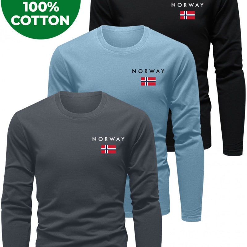 3pcs Men's Long Sleeve T-Shirts for Spring and Autumn.
