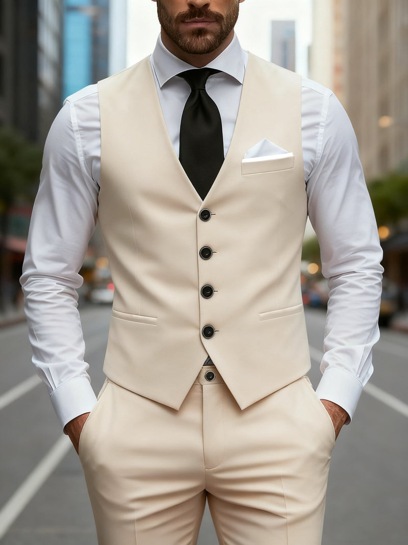 Men's 2pcs Suit, Consisting of a Vest And Dress Pants.