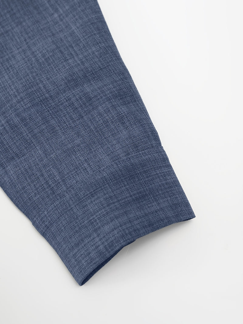 Men's Solid Color Single Patch Pocket Suit Collar Long Sleeve.