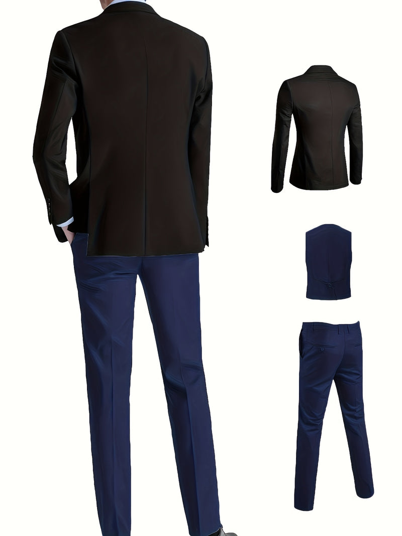 Men's Three-Piece Suit Set, Business Formal Wear.