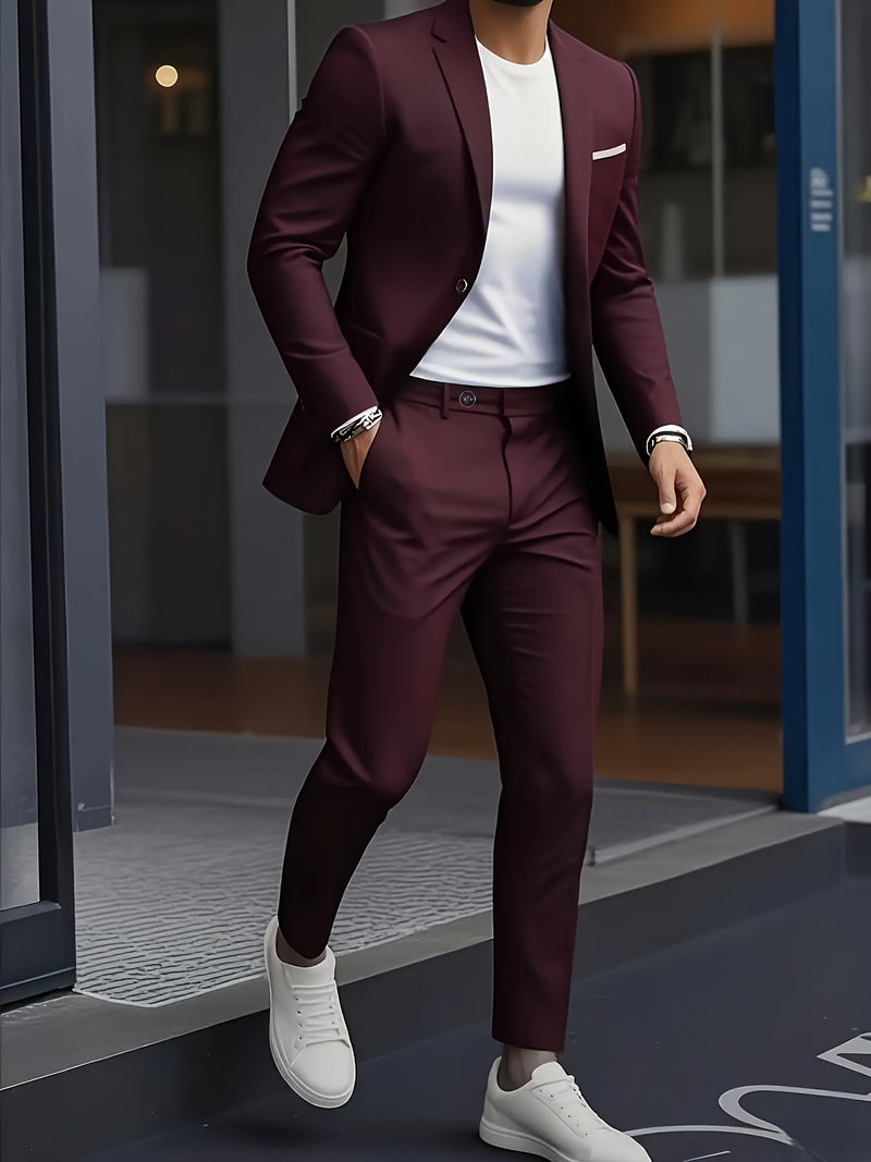 2pcs Classic Suit Set - Men'S Dress Attire - Premium Quality.