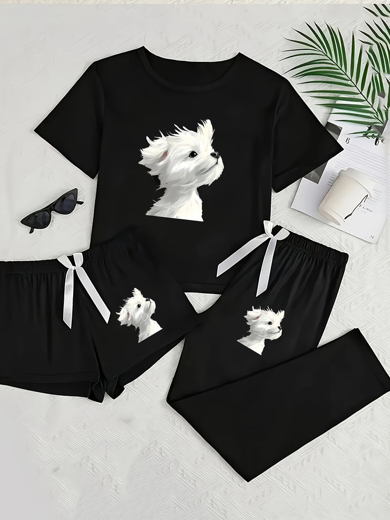 Top+Shorts+Pants 3pcs Set: Women's Summer/Fall Trendy Vacation Wear.