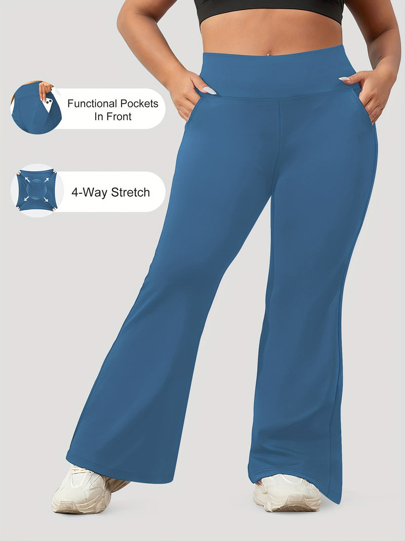 Women’s 2-Pack - Plus Size High-Waisted Flare Pants with Slant Pockets.