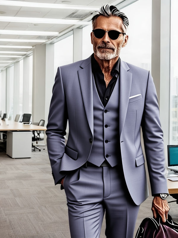 Men's 3pcs Suit- Slim Fit Tuxedo Set for Weddings& Formal Occasions.