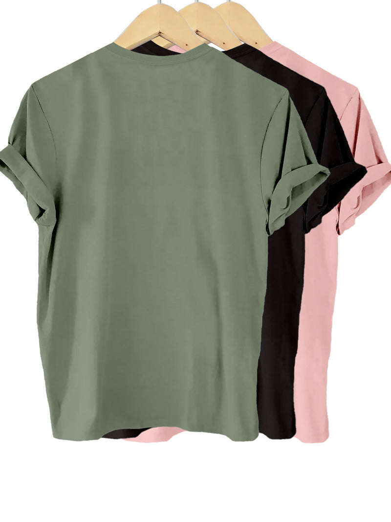 3 pcs Women’s Short-Sleeve Round-Neck T-Shirt.