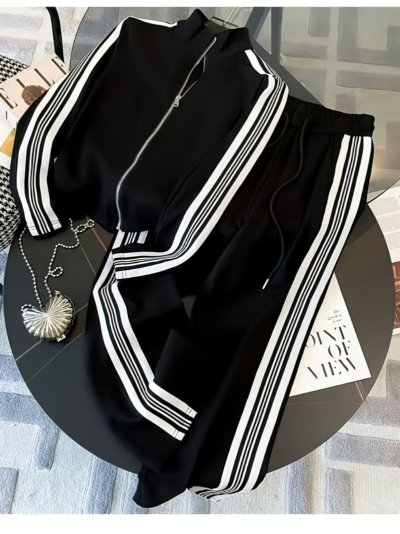 Women's 2pcs Set: Long-Sleeve Zipper Jacket and Long Pants.