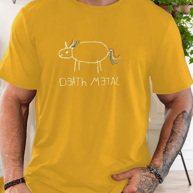 Men's Short-Sleeve T-Shirt with a Unicorn Pattern for Summer Casual Wear.