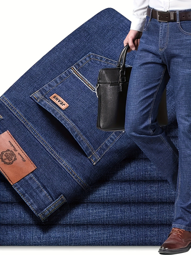Geng Yuanshi Men's Autumn/Winter Classic Blue Jeans.