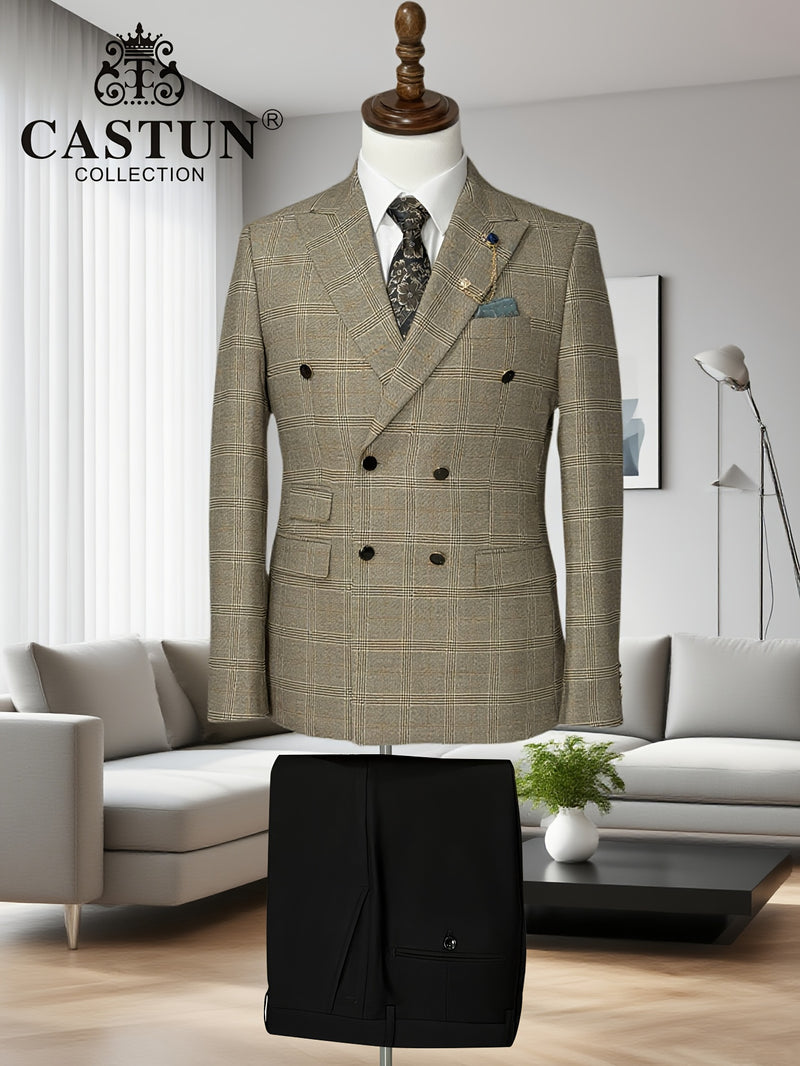 A 2pcs Slim-Fit Suit Set for Men, Suitable for Light Business.