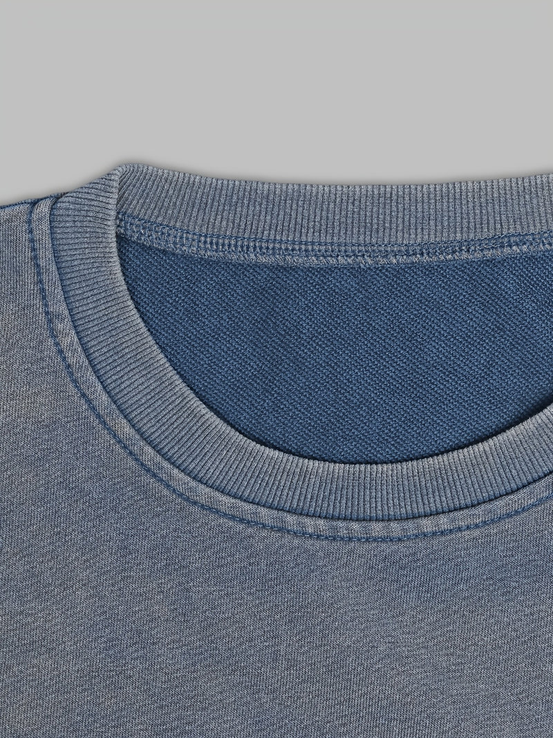 Women's Casual Retro Washed Round Neck Hoodie.