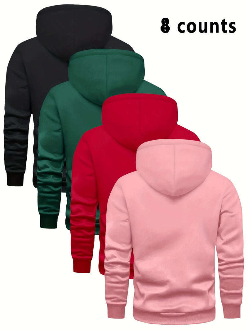 4 Counts Hooded Sweatshirt Fleece Men's Casual Versatile Fashion.